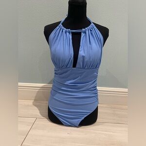 Light Blue Halter One-Piece Swimsuit